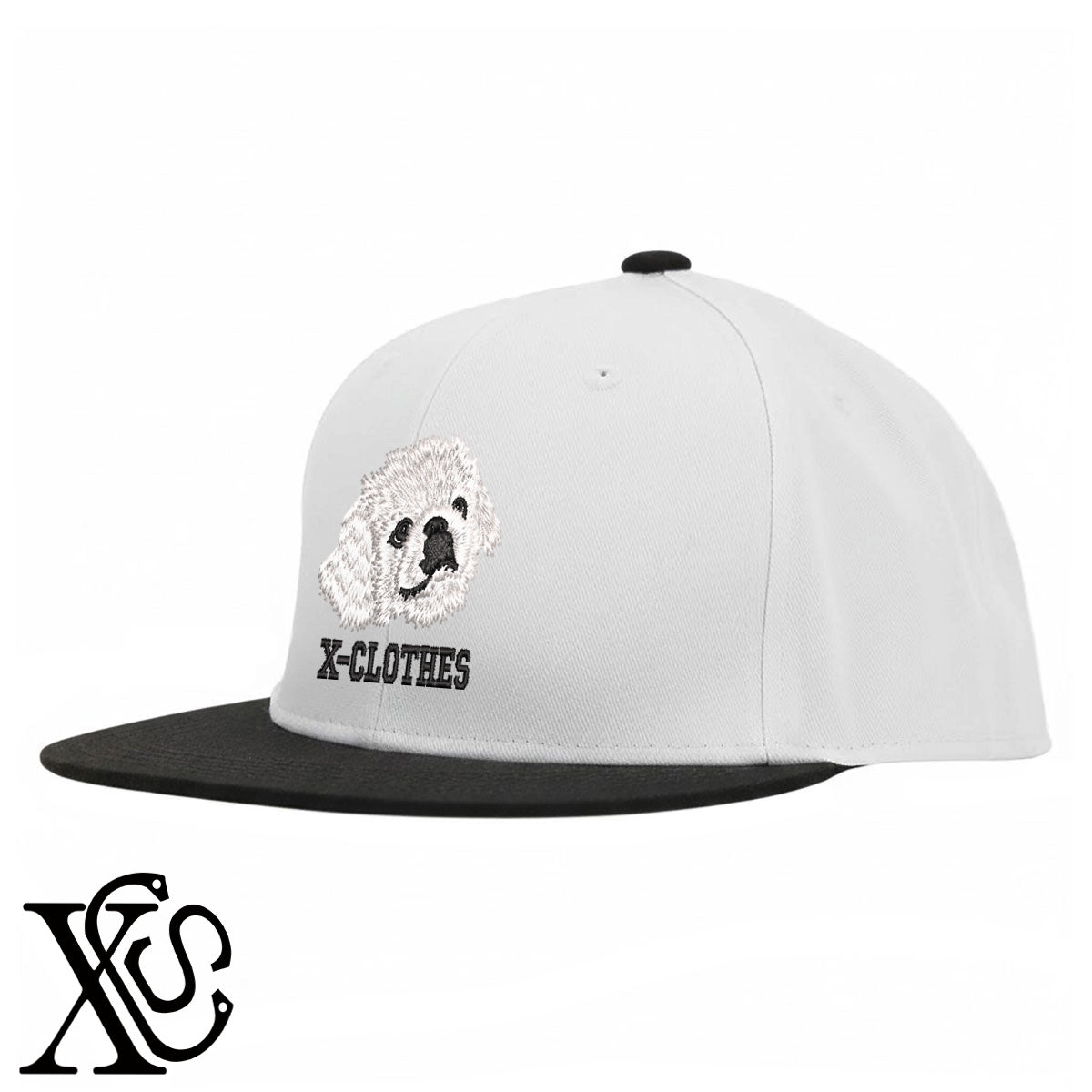 ペキニーズ4柄 刺繍 綿 帽子 ベースボールキャップ バイカラー メンズ レディース コットン フラットバイザー 平ツバ BBキャップ ストリート系 ヒップホップ【X-CLOTHES】オリジナル グッズ 刺繍 ワンポイント 雑貨【b BLK、BLK-GRY、OLV】【g L-GRY、LGRY-NVY、WHT-BLK】 【10犬猫図鑑-犬図鑑-C】
