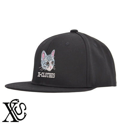 アメリカンショートヘア3柄 刺繍 綿 帽子 ベースボールキャップ バイカラー メンズ レディース コットン フラットバイザー 平ツバ BBキャップ ストリート系 ヒップホップ【X-CLOTHES】オリジナル グッズ 刺繍 ワンポイント 雑貨【b BLK、BLK-GRY、OLV】【g L-GRY、LGRY-NVY、WHT-BLK】 【10犬猫図鑑-猫図鑑-A】