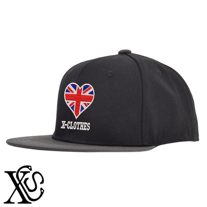 イギリス2柄 刺繍 綿 帽子 ベースボールキャップ バイカラー メンズ レディース コットン フラットバイザー 平ツバ BBキャップ ストリート系 ヒップホップ【X-CLOTHES】オリジナル グッズ 刺繍 ワンポイント 雑貨【b BLK、BLK-GRY、OLV】【g L-GRY、LGRY-NVY、WHT-BLK】 【2植物ロゴ-国旗】