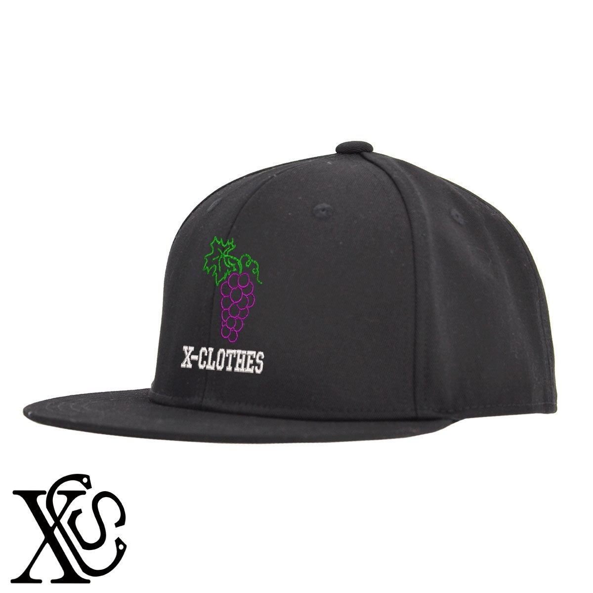 ぶどう4柄 刺繍 綿 帽子 ベースボールキャップ バイカラー メンズ レディース コットン フラットバイザー 平ツバ BBキャップ ストリート系 ヒップホップ【X-CLOTHES】オリジナル グッズ 刺繍 ワンポイント 雑貨【b BLK、BLK-GRY、OLV】【g L-GRY、LGRY-NVY、WHT-BLK】 【2植物ロゴ-果物】