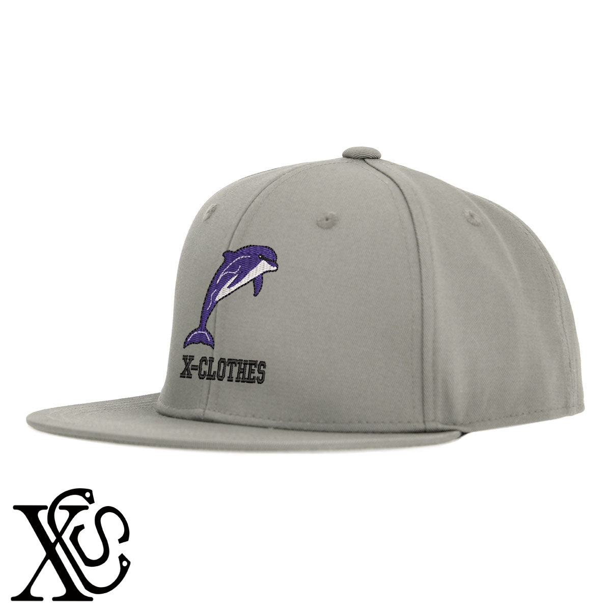イルカ2柄 刺繍 綿 帽子 ベースボールキャップ バイカラー メンズ レディース コットン フラットバイザー 平ツバ BBキャップ ストリート系 ヒップホップ【X-CLOTHES】オリジナル グッズ 刺繍 ワンポイント 雑貨【b BLK、BLK-GRY、OLV】【g L-GRY、LGRY-NVY、WHT-BLK】 【2植物ロゴ-魚類】
