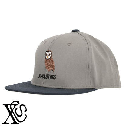 フクロウ8柄 刺繍 綿 帽子 ベースボールキャップ バイカラー メンズ レディース コットン フラットバイザー 平ツバ BBキャップ ストリート系 ヒップホップ【X-CLOTHES】オリジナル グッズ 刺繍 ワンポイント 雑貨【b BLK、BLK-GRY、OLV】【g L-GRY、LGRY-NVY、WHT-BLK】 【6動物鳥魚-猛鳥】