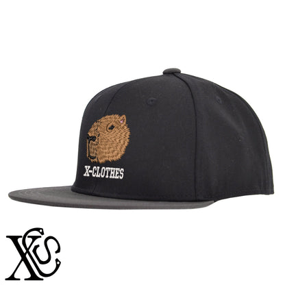 カピバラ2柄 刺繍 綿 帽子 ベースボールキャップ バイカラー メンズ レディース コットン フラットバイザー 平ツバ BBキャップ ストリート系 ヒップホップ【X-CLOTHES】オリジナル グッズ 刺繍 ワンポイント 雑貨【b BLK、BLK-GRY、OLV】【g L-GRY、LGRY-NVY、WHT-BLK】 【6動物鳥魚-草食動物】