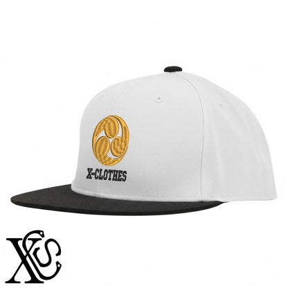 84左三つ巴柄 刺繍 綿 帽子 ベースボールキャップ バイカラー メンズ レディース コットン フラットバイザー 平ツバ BBキャップ ストリート系 ヒップホップ【X-CLOTHES】オリジナル グッズ 刺繍 ワンポイント 雑貨【b BLK、BLK-GRY、OLV】【g L-GRY、LGRY-NVY、WHT-BLK】 【7家紋お祝-家紋81-120】