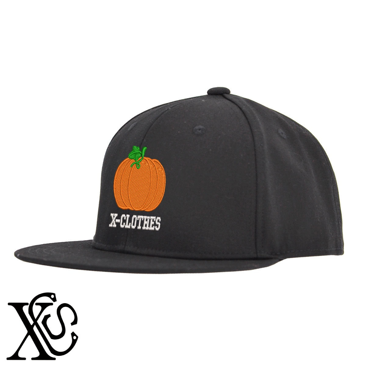 かぼちゃ2柄 刺繍 綿 帽子 ベースボールキャップ バイカラー メンズ レディース コットン フラットバイザー 平ツバ BBキャップ ストリート系 ヒップホップ【X-CLOTHES】オリジナル グッズ 刺繍 ワンポイント 雑貨【b BLK、BLK-GRY、OLV】【g L-GRY、LGRY-NVY、WHT-BLK】 【9趣味料理-食べ物】