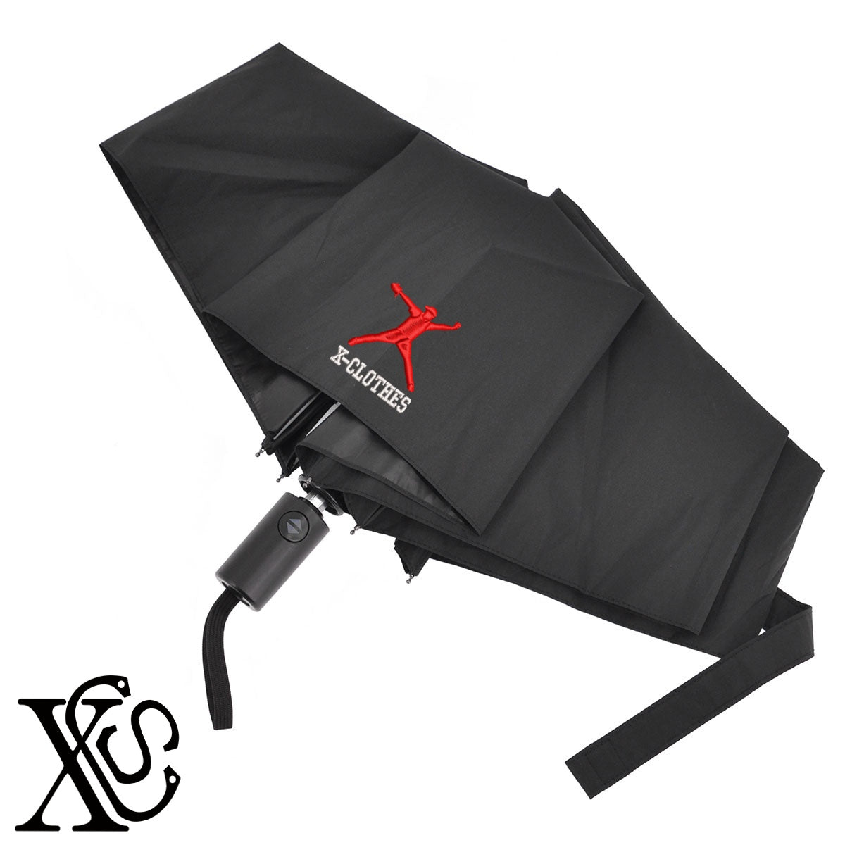野球7柄 刺繍 【形状記憶+自動開閉】 折りたたみ傘 レディース メンズ 55cm 晴雨兼用 UVカット99.9％ 一級遮光 遮熱 強風 耐風【X-CLOTHES】オリジナル グッズ 刺繍 ワンポイント 雑貨【b ブラック、スモークブルー】【g ライトグレー、オフホワイト】 【8競技音楽-野球】
