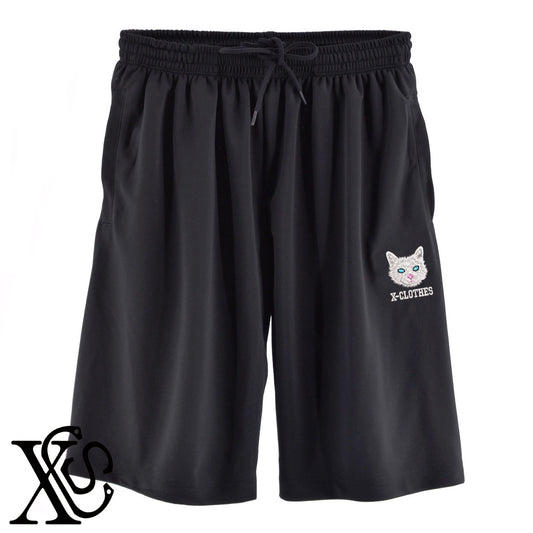 白猫2柄 刺繍 4.4oz ドライ ハーフパンツ メンズ レディース ショートパンツ 大きいサイズあり【X-CLOTHES】オリジナル グッズ 刺繍 ワンポイント 雑貨【b  黒、31紺、32青、10赤、112ワイン、187灰】【g 白、34ターコイズ】 【10犬猫図鑑-猫図鑑-B】