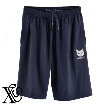 白猫2柄 刺繍 4.4oz ドライ ハーフパンツ メンズ レディース ショートパンツ 大きいサイズあり【X-CLOTHES】オリジナル グッズ 刺繍 ワンポイント 雑貨【b  黒、31紺、32青、10赤、112ワイン、187灰】【g 白、34ターコイズ】 【10犬猫図鑑-猫図鑑-B】
