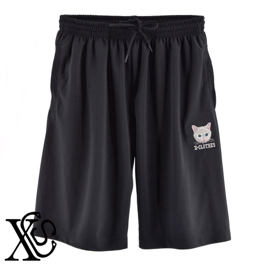 白猫5柄 刺繍 4.4oz ドライ ハーフパンツ メンズ レディース ショートパンツ 大きいサイズあり【X-CLOTHES】オリジナル グッズ 刺繍 ワンポイント 雑貨【b  黒、31紺、32青、10赤、112ワイン、187灰】【g 白、34ターコイズ】 【10犬猫図鑑-猫図鑑-B】