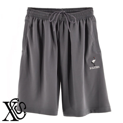 鶴3柄 刺繍 4.4oz ドライ ハーフパンツ メンズ レディース ショートパンツ 大きいサイズあり【X-CLOTHES】オリジナル グッズ 刺繍 ワンポイント 雑貨【b  黒、31紺、32青、10赤、112ワイン、187灰】【g 白、34ターコイズ】 【1各種動物-鳥類】