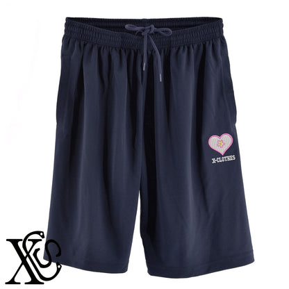 さくら3柄 刺繍 4.4oz ドライ ハーフパンツ メンズ レディース ショートパンツ 大きいサイズあり【X-CLOTHES】オリジナル グッズ 刺繍 ワンポイント 雑貨【b  黒、31紺、32青、10赤、112ワイン、187灰】【g 白、34ターコイズ】 【2植物ロゴ-ハート】