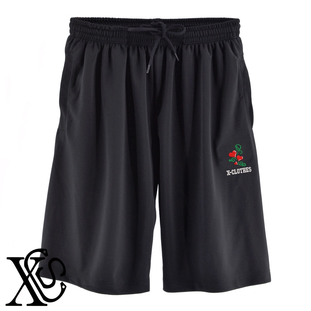 ハート8柄 刺繍 4.4oz ドライ ハーフパンツ メンズ レディース ショートパンツ 大きいサイズあり【X-CLOTHES】オリジナル グッズ 刺繍 ワンポイント 雑貨【b  黒、31紺、32青、10赤、112ワイン、187灰】【g 白、34ターコイズ】 【2植物ロゴ-ハート】