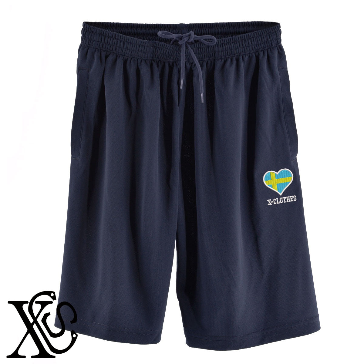 スウェーデン2柄 刺繍 4.4oz ドライ ハーフパンツ メンズ レディース ショートパンツ 大きいサイズあり【X-CLOTHES】オリジナル グッズ 刺繍 ワンポイント 雑貨【b  黒、31紺、32青、10赤、112ワイン、187灰】【g 白、34ターコイズ】 【2植物ロゴ-国旗】