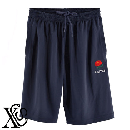 花12柄 刺繍 4.4oz ドライ ハーフパンツ メンズ レディース ショートパンツ 大きいサイズあり【X-CLOTHES】オリジナル グッズ 刺繍 ワンポイント 雑貨【b  黒、31紺、32青、10赤、112ワイン、187灰】【g 白、34ターコイズ】 【2植物ロゴ-植物】