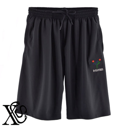 花3柄 刺繍 4.4oz ドライ ハーフパンツ メンズ レディース ショートパンツ 大きいサイズあり【X-CLOTHES】オリジナル グッズ 刺繍 ワンポイント 雑貨【b  黒、31紺、32青、10赤、112ワイン、187灰】【g 白、34ターコイズ】 【2植物ロゴ-植物】