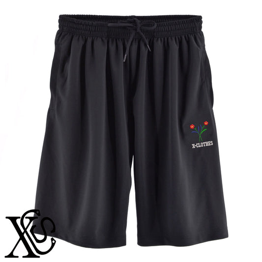 花3柄 刺繍 4.4oz ドライ ハーフパンツ メンズ レディース ショートパンツ 大きいサイズあり【X-CLOTHES】オリジナル グッズ 刺繍 ワンポイント 雑貨【b  黒、31紺、32青、10赤、112ワイン、187灰】【g 白、34ターコイズ】 【2植物ロゴ-植物】