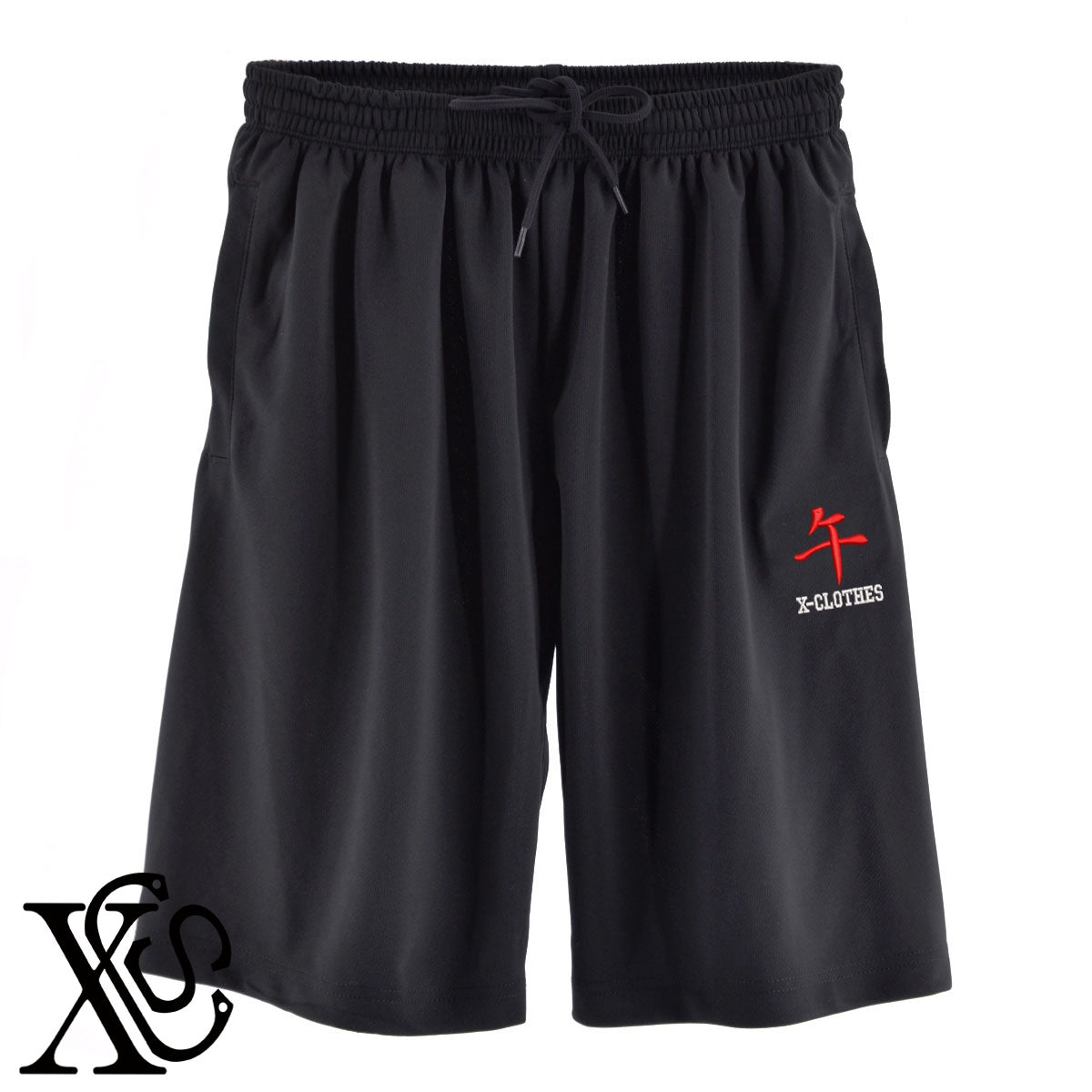 7午柄 刺繍 4.4oz ドライ ハーフパンツ メンズ レディース ショートパンツ 大きいサイズあり【X-CLOTHES】オリジナル グッズ 刺繍 ワンポイント 雑貨【b  黒、31紺、32青、10赤、112ワイン、187灰】【g 白、34ターコイズ】 【3文字標識-干支】