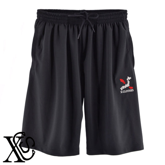 [x]小文字柄 刺繍 4.4oz ドライ ハーフパンツ メンズ レディース ショートパンツ 大きいサイズあり【X-CLOTHES】オリジナル グッズ 刺繍 ワンポイント 雑貨【b  黒、31紺、32青、10赤、112ワイン、187灰】【g 白、34ターコイズ】 【3文字標識-日本地図字】