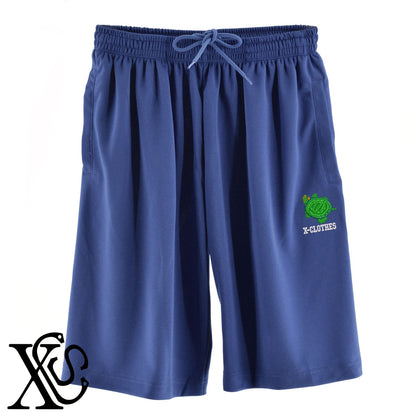 ミドリガメ2柄 刺繍 4.4oz ドライ ハーフパンツ メンズ レディース ショートパンツ 大きいサイズあり【X-CLOTHES】オリジナル グッズ 刺繍 ワンポイント 雑貨【b  黒、31紺、32青、10赤、112ワイン、187灰】【g 白、34ターコイズ】 【6動物鳥魚-小動物】