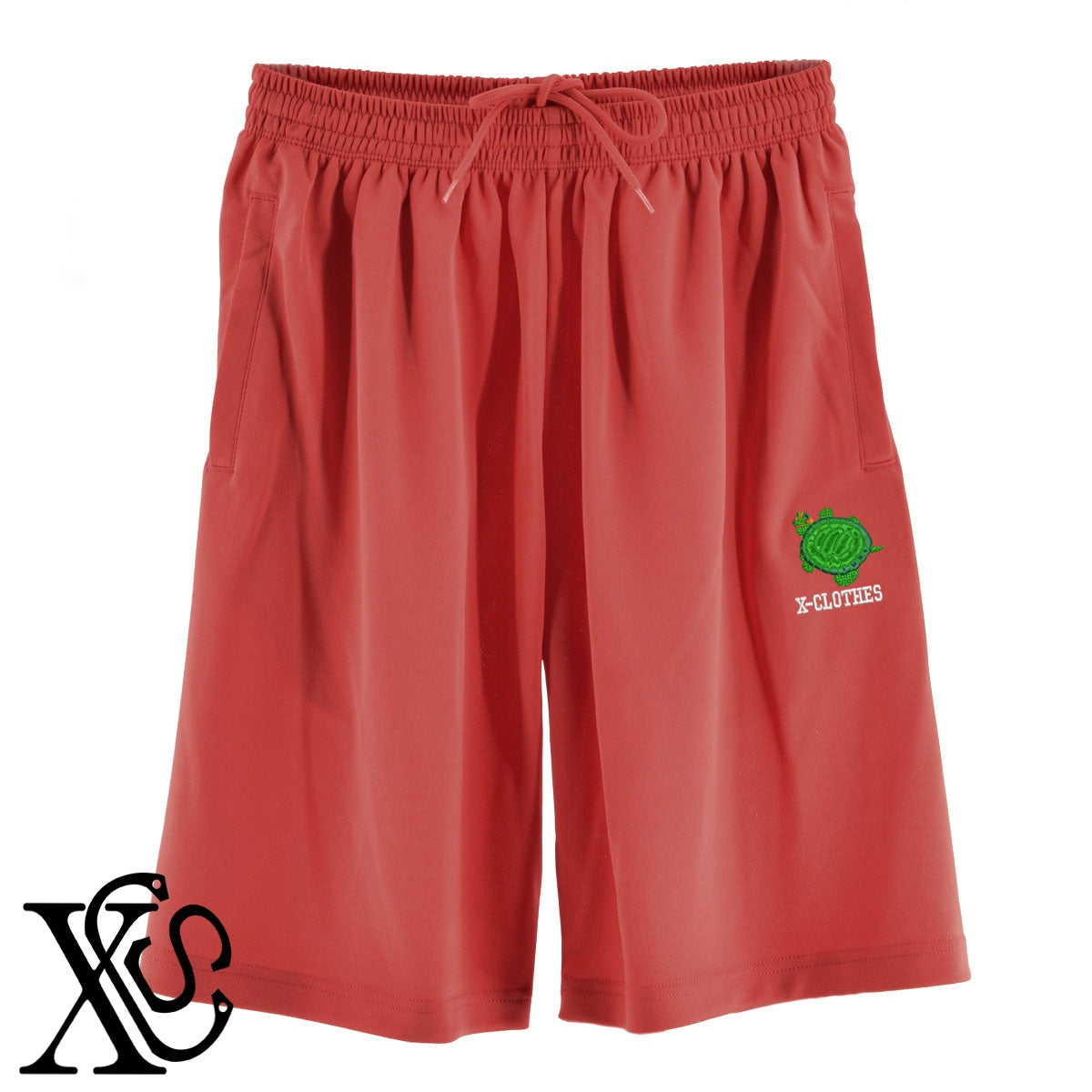 ミドリガメ2柄 刺繍 4.4oz ドライ ハーフパンツ メンズ レディース ショートパンツ 大きいサイズあり【X-CLOTHES】オリジナル グッズ 刺繍 ワンポイント 雑貨【b  黒、31紺、32青、10赤、112ワイン、187灰】【g 白、34ターコイズ】 【6動物鳥魚-小動物】