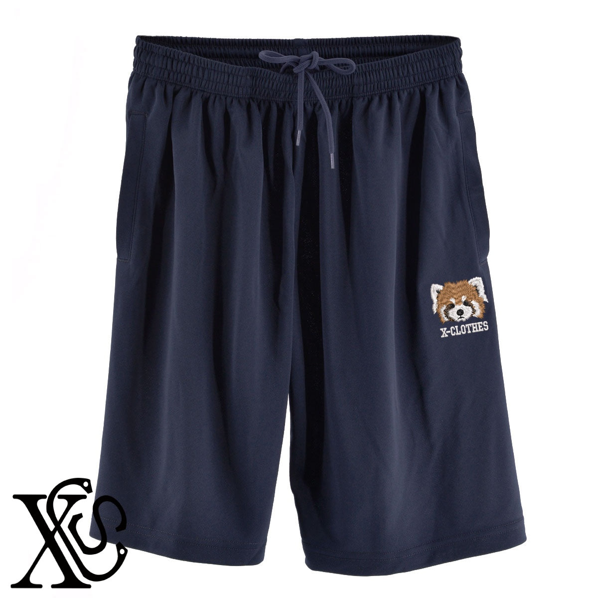 レッサーパンダ2柄 刺繍 4.4oz ドライ ハーフパンツ メンズ レディース ショートパンツ 大きいサイズあり【X-CLOTHES】オリジナル グッズ 刺繍 ワンポイント 雑貨【b  黒、31紺、32青、10赤、112ワイン、187灰】【g 白、34ターコイズ】 【6動物鳥魚-小動物】
