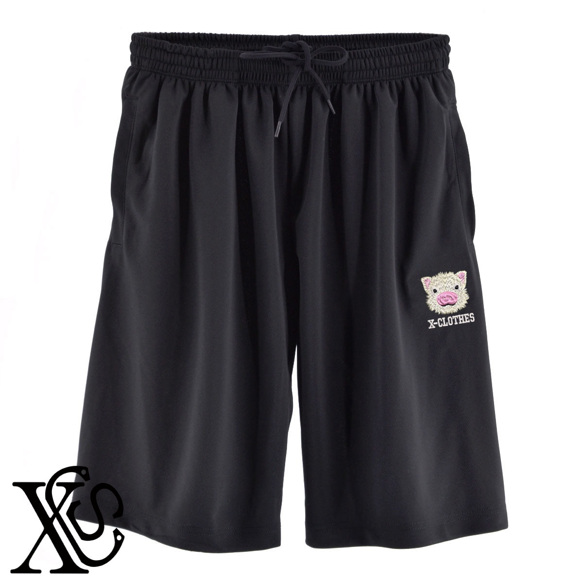 子豚3柄 刺繍 4.4oz ドライ ハーフパンツ メンズ レディース ショートパンツ 大きいサイズあり【X-CLOTHES】オリジナル グッズ 刺繍 ワンポイント 雑貨【b  黒、31紺、32青、10赤、112ワイン、187灰】【g 白、34ターコイズ】 【6動物鳥魚-小動物】