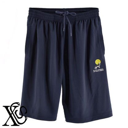 月に狼2柄 刺繍 4.4oz ドライ ハーフパンツ メンズ レディース ショートパンツ 大きいサイズあり【X-CLOTHES】オリジナル グッズ 刺繍 ワンポイント 雑貨【b  黒、31紺、32青、10赤、112ワイン、187灰】【g 白、34ターコイズ】 【6動物鳥魚-猛獣】