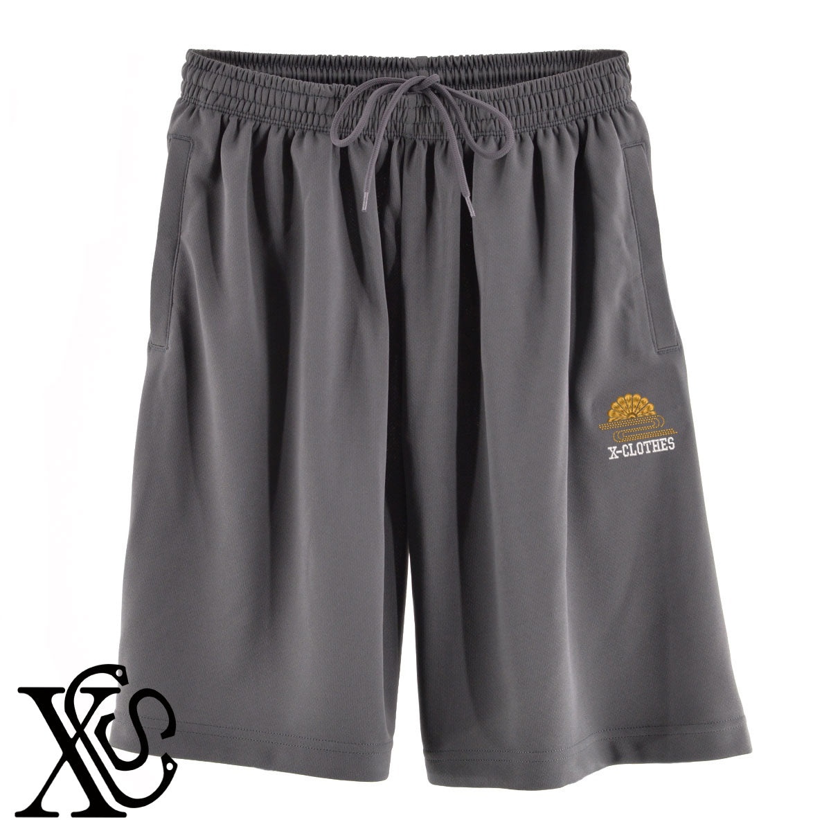 74菊水柄 刺繍 4.4oz ドライ ハーフパンツ メンズ レディース ショートパンツ 大きいサイズあり【X-CLOTHES】オリジナル グッズ 刺繍 ワンポイント 雑貨【b  黒、31紺、32青、10赤、112ワイン、187灰】【g 白、34ターコイズ】 【7家紋お祝-家紋41-80】