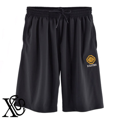 111隅切り角に花菱柄 刺繍 4.4oz ドライ ハーフパンツ メンズ レディース ショートパンツ 大きいサイズあり【X-CLOTHES】オリジナル グッズ 刺繍 ワンポイント 雑貨【b  黒、31紺、32青、10赤、112ワイン、187灰】【g 白、34ターコイズ】 【7家紋お祝-家紋81-120】