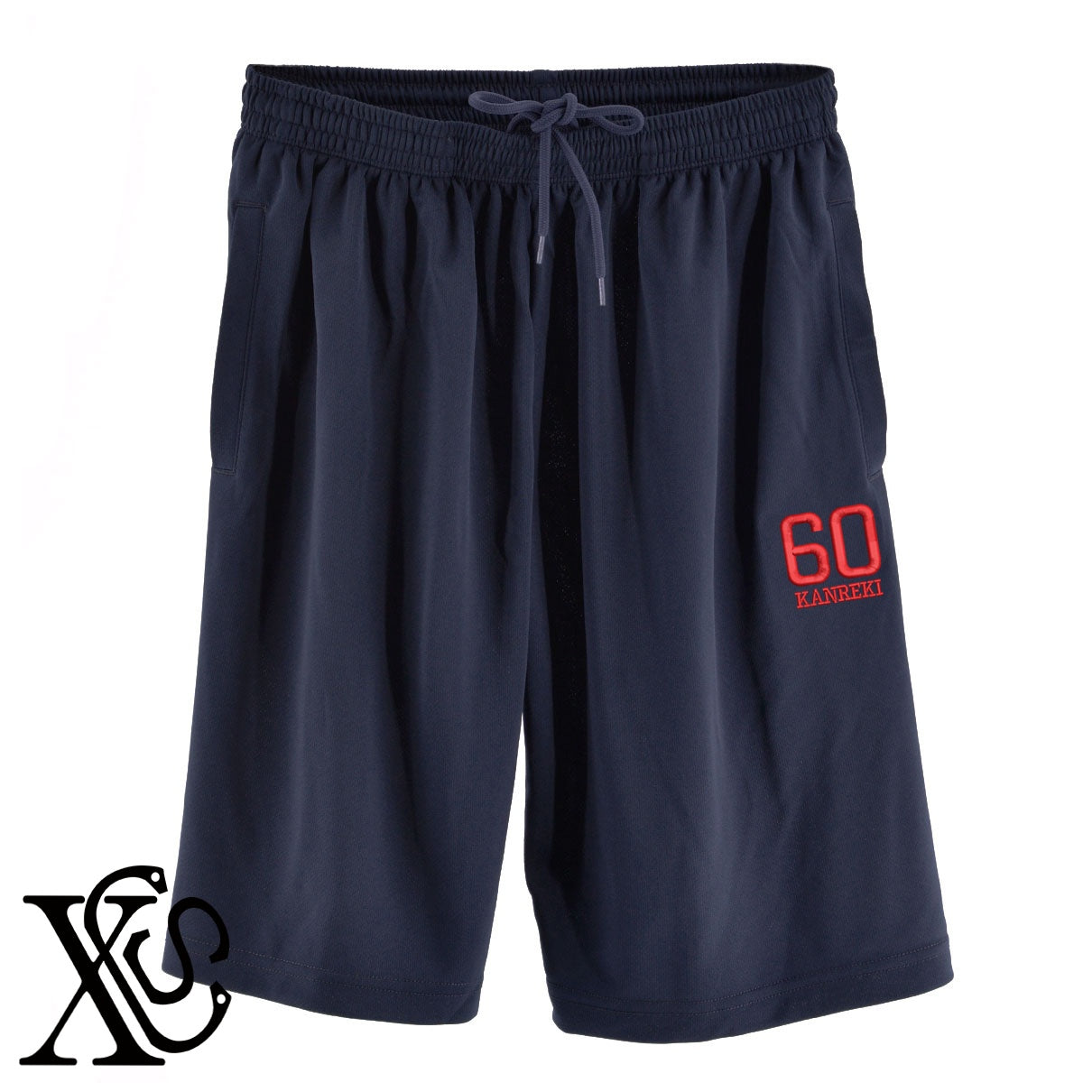 60還暦3柄 刺繍 4.4oz ドライ ハーフパンツ メンズ レディース ショートパンツ 大きいサイズあり【X-CLOTHES】オリジナル グッズ 刺繍 ワンポイント 雑貨【b  黒、31紺、32青、10赤、112ワイン、187灰】【g 白、34ターコイズ】 【7家紋お祝-長寿祝い】