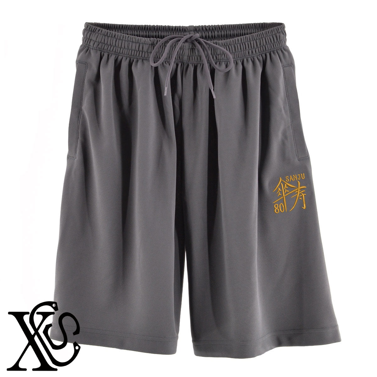 80傘寿2柄 刺繍 4.4oz ドライ ハーフパンツ メンズ レディース ショートパンツ 大きいサイズあり【X-CLOTHES】オリジナル グッズ 刺繍 ワンポイント 雑貨【b  黒、31紺、32青、10赤、112ワイン、187灰】【g 白、34ターコイズ】 【7家紋お祝-長寿祝い】