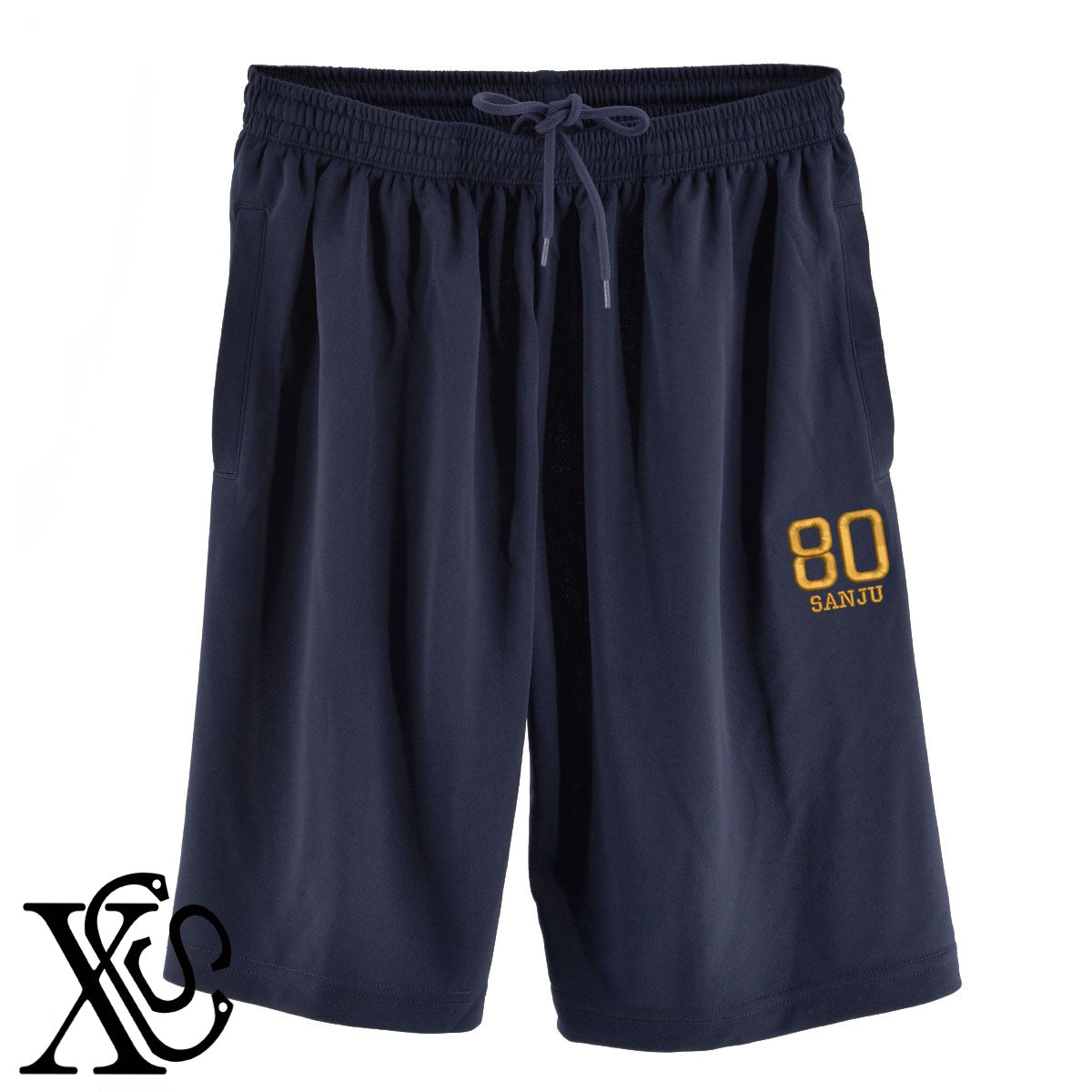 80傘寿3柄 刺繍 4.4oz ドライ ハーフパンツ メンズ レディース ショートパンツ 大きいサイズあり【X-CLOTHES】オリジナル グッズ 刺繍 ワンポイント 雑貨【b  黒、31紺、32青、10赤、112ワイン、187灰】【g 白、34ターコイズ】 【7家紋お祝-長寿祝い】
