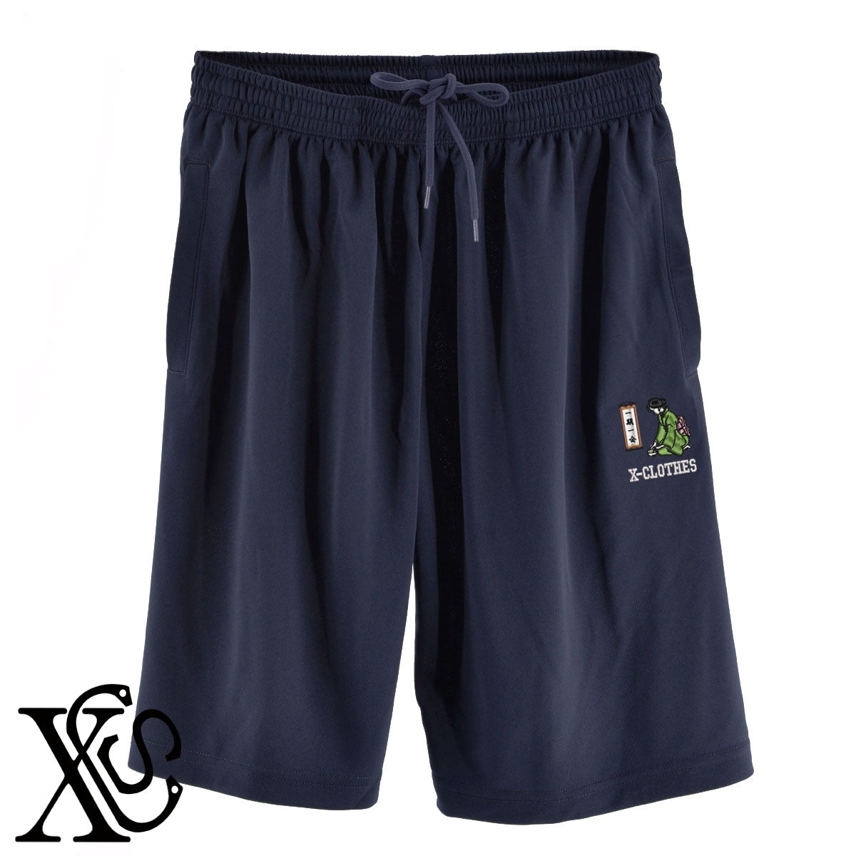 茶道4柄 刺繍 4.4oz ドライ ハーフパンツ メンズ レディース ショートパンツ 大きいサイズあり【X-CLOTHES】オリジナル グッズ 刺繍 ワンポイント 雑貨【b  黒、31紺、32青、10赤、112ワイン、187灰】【g 白、34ターコイズ】 【8競技音楽-伝統】