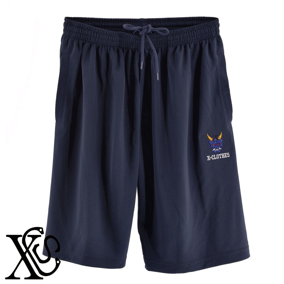 青鬼2柄 刺繍 4.4oz ドライ ハーフパンツ メンズ レディース ショートパンツ 大きいサイズあり【X-CLOTHES】オリジナル グッズ 刺繍 ワンポイント 雑貨【b  黒、31紺、32青、10赤、112ワイン、187灰】【g 白、34ターコイズ】 【9趣味料理-人物】