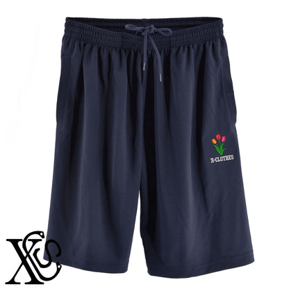 チューリップ2柄 刺繍 4.4oz ドライ ハーフパンツ メンズ レディース ショートパンツ 大きいサイズあり【X-CLOTHES】オリジナル グッズ 刺繍 ワンポイント 雑貨【b  黒、31紺、32青、10赤、112ワイン、187灰】【g 白、34ターコイズ】 【9趣味料理-花】