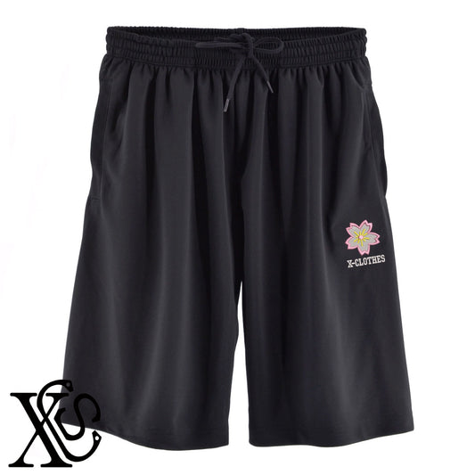 桜2柄 刺繍 4.4oz ドライ ハーフパンツ メンズ レディース ショートパンツ 大きいサイズあり【X-CLOTHES】オリジナル グッズ 刺繍 ワンポイント 雑貨【b  黒、31紺、32青、10赤、112ワイン、187灰】【g 白、34ターコイズ】 【9趣味料理-花】