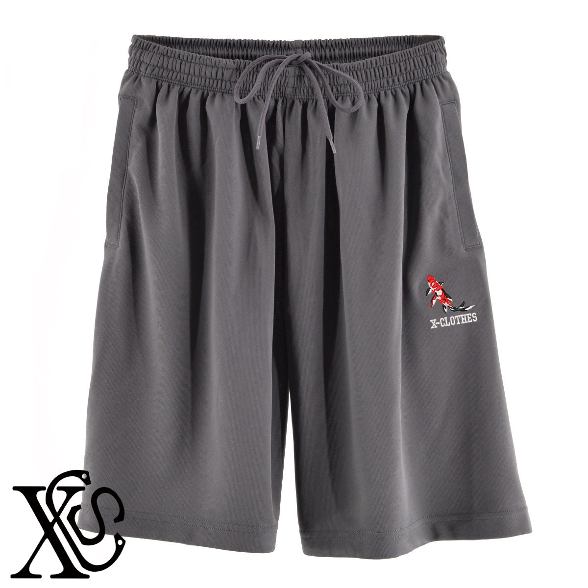 朱文金2柄 刺繍 4.4oz ドライ ハーフパンツ メンズ レディース ショートパンツ 大きいサイズあり【X-CLOTHES】オリジナル グッズ 刺繍 ワンポイント 雑貨【b  黒、31紺、32青、10赤、112ワイン、187灰】【g 白、34ターコイズ】 【9趣味料理-観賞魚】