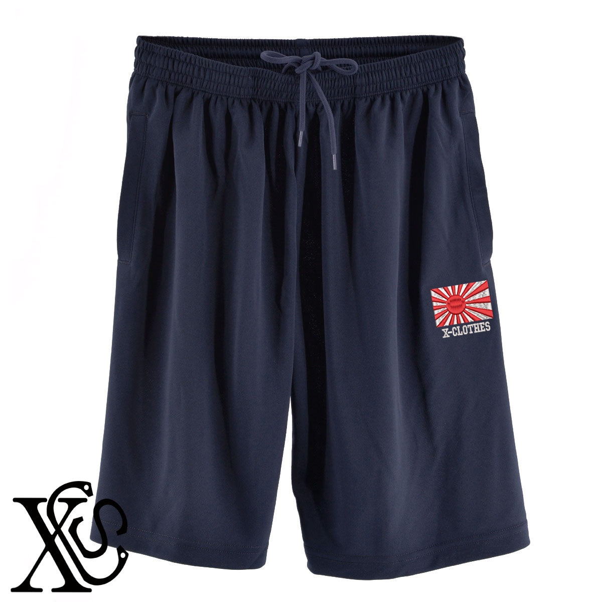 旭日旗2柄 刺繍 4.4oz ドライ ハーフパンツ メンズ レディース ショートパンツ 大きいサイズあり【X-CLOTHES】オリジナル グッズ 刺繍 ワンポイント 雑貨【b  黒、31紺、32青、10赤、112ワイン、187灰】【g 白、34ターコイズ】 【9趣味料理-趣味】
