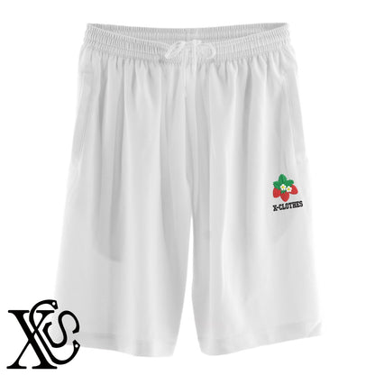 イチゴ2柄 刺繍 4.4oz ドライ ハーフパンツ メンズ レディース ショートパンツ 大きいサイズあり【X-CLOTHES】オリジナル グッズ 刺繍 ワンポイント 雑貨【b  黒、31紺、32青、10赤、112ワイン、187灰】【g 白、34ターコイズ】 【9趣味料理-食べ物】