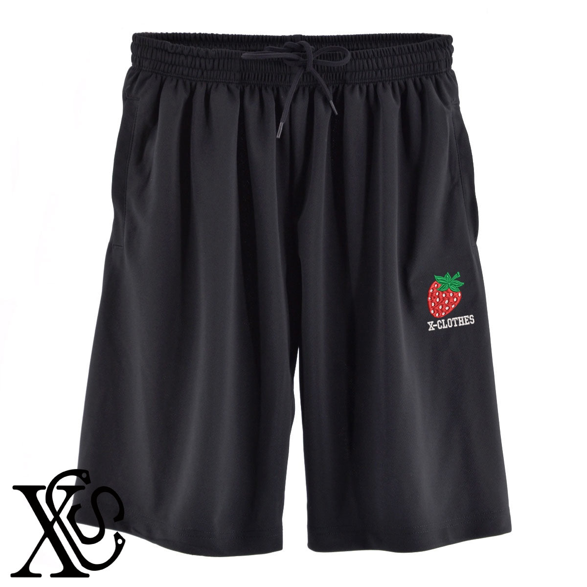 イチゴ3柄 刺繍 4.4oz ドライ ハーフパンツ メンズ レディース ショートパンツ 大きいサイズあり【X-CLOTHES】オリジナル グッズ 刺繍 ワンポイント 雑貨【b  黒、31紺、32青、10赤、112ワイン、187灰】【g 白、34ターコイズ】 【9趣味料理-食べ物】