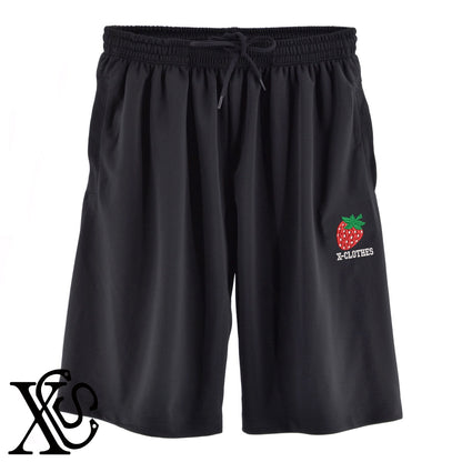 イチゴ3柄 刺繍 4.4oz ドライ ハーフパンツ メンズ レディース ショートパンツ 大きいサイズあり【X-CLOTHES】オリジナル グッズ 刺繍 ワンポイント 雑貨【b  黒、31紺、32青、10赤、112ワイン、187灰】【g 白、34ターコイズ】 【9趣味料理-食べ物】