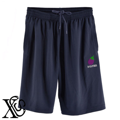 ナス2柄 刺繍 4.4oz ドライ ハーフパンツ メンズ レディース ショートパンツ 大きいサイズあり【X-CLOTHES】オリジナル グッズ 刺繍 ワンポイント 雑貨【b  黒、31紺、32青、10赤、112ワイン、187灰】【g 白、34ターコイズ】 【9趣味料理-食べ物】