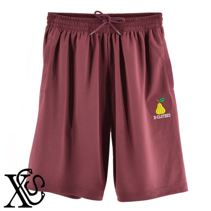 洋ナシ2柄 刺繍 4.4oz ドライ ハーフパンツ メンズ レディース ショートパンツ 大きいサイズあり【X-CLOTHES】オリジナル グッズ 刺繍 ワンポイント 雑貨【b  黒、31紺、32青、10赤、112ワイン、187灰】【g 白、34ターコイズ】 【9趣味料理-食べ物】