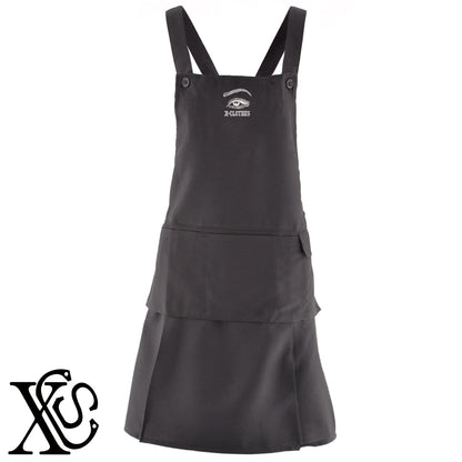 目2柄 刺繍 H型 フリル エプロン ワンピース レディース 撥水加工 裾プリーツ カフェ ノンアイロン 業務用 おしゃれ 飲食店 仕事用 サロン【X-CLOTHES】オリジナル グッズ 刺繍 ワンポイント 雑貨【b 杢ベージュ 杢グレー ブラック】 【9趣味料理-人物】