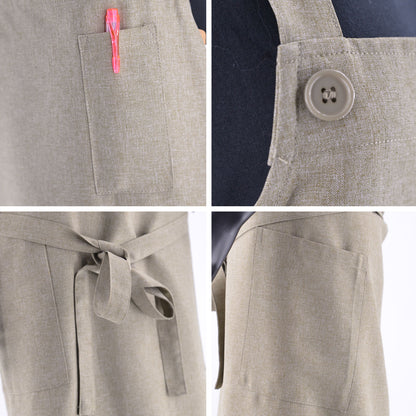 30丸に五三桐柄 刺繍 首掛け ロング エプロン ワンピース レディース 撥水加工 カフェ 業務用 保育士 飲食店 サロペット サロン【X-CLOTHES】オリジナル グッズ 刺繍 ワンポイント 雑貨【b 杢ベージュ 杢グレー ブラック】 【7家紋お祝-家紋1-40】