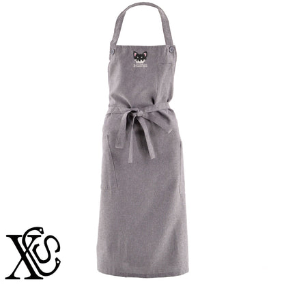 チワワ11柄 刺繍 首掛け ロング エプロン ワンピース レディース 撥水加工 カフェ 業務用 保育士 飲食店 サロペット サロン【X-CLOTHES】オリジナル グッズ 刺繍 ワンポイント 雑貨【b 杢ベージュ 杢グレー ブラック】 【10犬猫図鑑-犬図鑑-B】