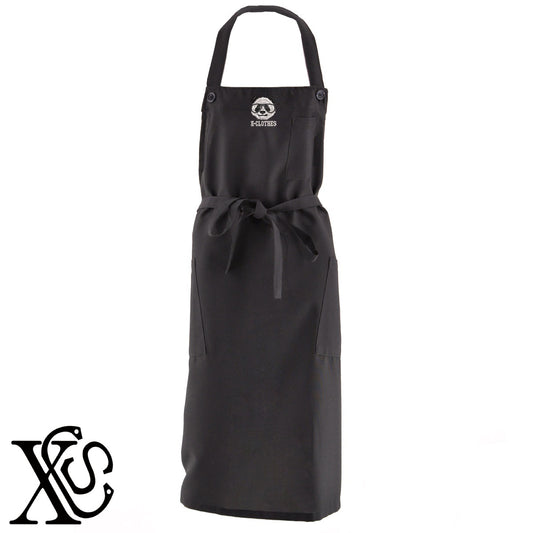 伊達パン3柄 刺繍 首掛け ロング エプロン ワンピース レディース 撥水加工 カフェ 業務用 保育士 飲食店 サロペット サロン【X-CLOTHES】オリジナル グッズ 刺繍 ワンポイント 雑貨【b 杢ベージュ 杢グレー ブラック】 【1各種動物-パンダ】