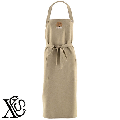 ダックスフント2柄 刺繍 首掛け ロング エプロン ワンピース レディース 撥水加工 カフェ 業務用 保育士 飲食店 サロペット サロン【X-CLOTHES】オリジナル グッズ 刺繍 ワンポイント 雑貨【b 杢ベージュ 杢グレー ブラック】 【1各種動物-犬類】