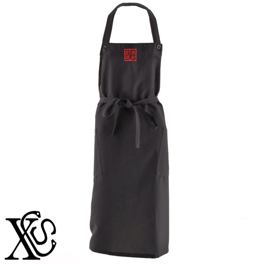 221満身創痍柄 刺繍 首掛け ロング エプロン ワンピース レディース 撥水加工 カフェ 業務用 保育士 飲食店 サロペット サロン【X-CLOTHES】オリジナル グッズ 刺繍 ワンポイント 雑貨【b 杢ベージュ 杢グレー ブラック】 【3文字標識-四文字熟語-気分】