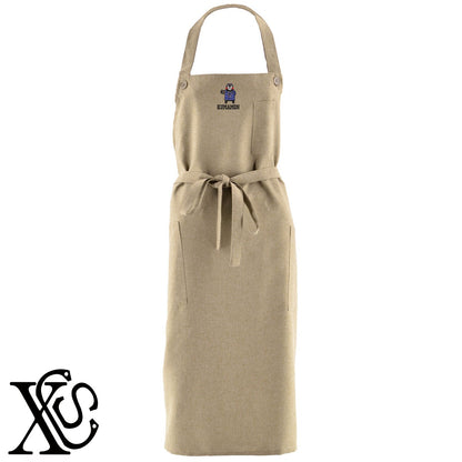 くまモン134柄 刺繍 首掛け ロング エプロン ワンピース レディース 撥水加工 カフェ 業務用 保育士 飲食店 サロペット サロン【X-CLOTHES】オリジナル グッズ 刺繍 ワンポイント 雑貨【b 杢ベージュ 杢グレー ブラック】 【4くまモン-B】